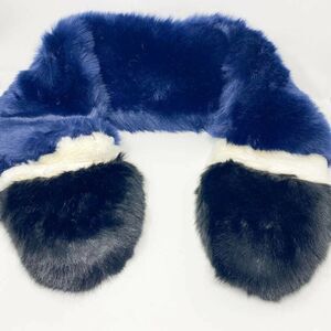 Buji Baja Womens Faux Fur Neck Warmer Scarf Navy Black‎ Ivory Heavy NWT